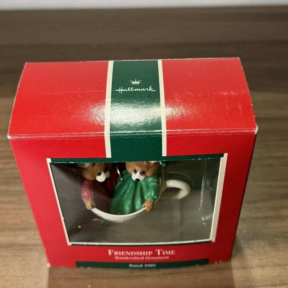 Vintage‎ 1989 Two Mice In A Teacup Always Time For Friendship Ornament Hallmark